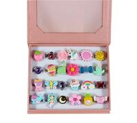 Montesy Ensemble de 24 bijoux pour fille dans une boîte, taille réglable, duplication, jeu de simulation pour petite fille avec boîte