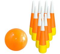 Montesy Ensemble de bowling en PVC solide rempli d'air, 10 vis à bonbons et boule de citron pour Halloween, Noël, divertissements en famille, poupées gonflables permanentes en PVC