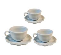 Montesy Ensemble de tasses à café et assiettes miniatures 3 tailles pour décoration de maison de poupée 1/12 avec bordure florale élégante