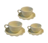 Montesy Ensemble de tasses à café et assiettes miniatures 3 tailles pour décoration de maison de poupée 1/12 avec bordure florale élégante