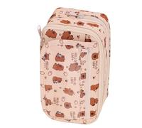 Montesy Grande trousse à crayons de grande capacité avec fermeture éclair - Trousse de maquillage de voyage pour étudiantes et femmes, beige, as the pic show