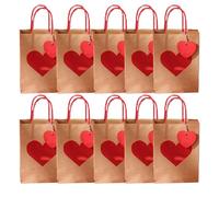 Montesy Lot de 10 sacs en papier avec imprimé cœur pour fête de mariage et anniversaire