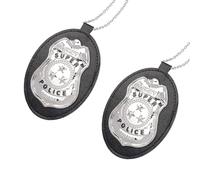 Montesy Lot de 2 badges de flic en métal réalistes pour enfants Construction en fer Facile à clipser