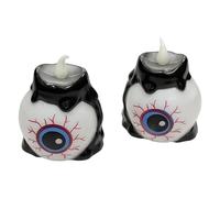 Montesy Lot de 2 bougies LED pour Halloween avec flamme vacillante Fonctionnement à piles Décorations sûres Texture