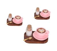 Montesy Lot de 3 boîtes à thé miniatures pour maison de poupée française, tasse à café et soucoupe pour décoration de scène élégante, maison de poupée, meubles, tasse à café et soucoupe
