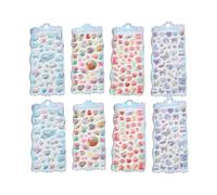 Montesy Lot de 8 autocollants adhésifs en PVC effet cristal 3D sans danger avec motif en relief pour décoration murale, livre, chambre d'enfant