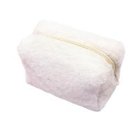 Montesy Trousse de maquillage en peluche en polyester doux pour organiser les produits cosmétiques, design tendance et pratique pour femme, blanc, as the pic show