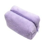 Montesy Trousse de maquillage en peluche en polyester doux pour organiser les produits cosmétiques, design tendance et pratique pour femme, violet, as the pic show