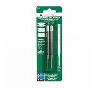 Monteverde Recharge gel céramique sans capuchon Pointe large tendre pour Stylos à bille Parker - Bleu/Noir (Lot de 2)