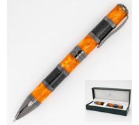 Monteverde USA Regatta Sport Stylo à Bille Orange et Fibre de Carbone - Stylo à Bille Premium Rechargeable avec Recharges Style Parker, Cadeau Luxe