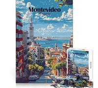 Montevideo,Uruguay Paysage Urbain Puzzle de 1000 pièces pour Adultes Exercice Mental Évasion et Pleine Conscience Surprise de Noël Snug Lock (38x26cm)