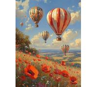 MontgolfièRe Diamond Painting Adulte, Diamond Painting Paysage Peinture Diamant 5D DIY Broderie Diamant Point de Croix Cristal Strass Loisirs Créatifs Adultes, Decoration Maison 60x80cm -yym25070F