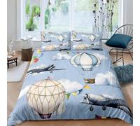 Montgolfière Peinte Housse de Couette 140x200 Parures de Lit 1 Personne Imprimé 3D Microfibre Douce Style Moderne Housses Couette avec 2 Taies d'oreiller et Fermeture Éclair k.5280