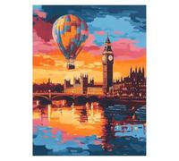 Montgolfière Peinture Numero Adulte Architecture Kit Peinture par Numero Adulte 50 x 70 Cm, Activité Manuelle Enfant Canvas Painting, Paint by Numbers avec Acrylic Paint et pinceaux, Cadeau LSJ-1656