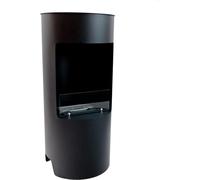 Montgomery Noir, Poêle ouvert au bioéthanol, Cheminée au bioéthanol indépendante au design de poêle à bois, Longue durée de combustion jusqu'à 4,5 heures, 1,9 kW.