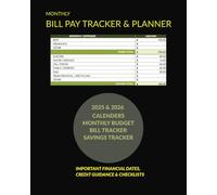 Monthly Bill Tracker and Planner: 24 Month Bill Tracker and organizer with credit guidance is an all in one solution for money management. Includes Monthly Budget, Expense and Savings Trackers