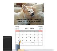 Monthly Calendrier Mural - Papier 28.5x21cm | Organiseur Planificateur Chiot 2026 | Creative Working Dog Desk and Wall Calendar For Home Office School Friends Family Planning Use