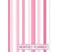 Monthly Planner: 13-Month Undated Minimalist Calendar, Very Simple with Large Writing Space for Planning & Notes, Pink Vertical Stripes