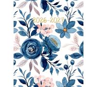Monthly Planner 2026-2027: Boho Floral Watercolor - Blue Aesthetic 2026 2027 Calendar For Women 26-27, Large 2 Year 8 x 10