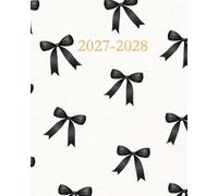 Monthly Planner 2027-2028 Bows: Coquette Aesthetic Calendar for Women, Black and Cream, Large 2-Year Agenda