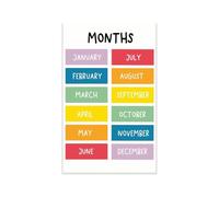 Months of the Year Educational Poster Learning Months Chart for Preschool Kindergarten Elementary Classroom Decor Calendar Time Morning Meeting Wall Art(Framed,12x18inch(30x45cm))