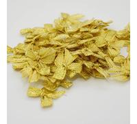 Montip Lynn Lot de 100 mini nœuds en ruban pour loisirs créatifs, décoration de fête, emballage, cartes, vêtements, robes, chemisiers, dorés, argentés, 9 mm, 25 mm, 28 mm environ (doré)