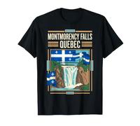 Montmorency Falls Quebec Canada Drapeau Cascade Pont Rétro T-Shirt