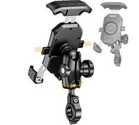 Montoir de Moto Anti-vol-Boule à vélos Titulaire de Téléphone Portable de la Poignée Double Socket Tige Tige avec Aluminium 1" Baline de Billes 360 Rotation Universelle pour 4,0"-7,0" Smartphones