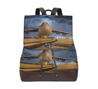 MONTOJ Avion Landing On Night Sac de voyage en cuir Sac à dos Campus