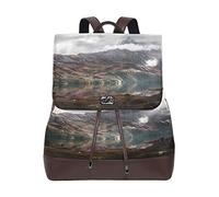 MONTOJ Cloudy Sky Mountain Range cuir Sac de voyage Campus Sac à dos