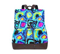MONTOJ Cool Color Geometry Pattern cuir Sac de voyage Campus Sac à dos