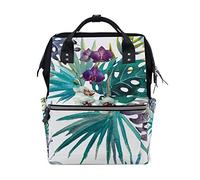 MONTOJ Magnifique sac à dos de voyage en toile avec feuilles d'hibiscus d'orchidée