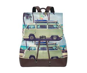 MONTOJ Sac à dos Camper en cuir Bleu Seaside Camper Sac de voyage Campus