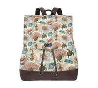MONTOJ Sac à dos de voyage en cuir Motif ailes sauvages Aquarian Sea Horse Crab Tortue