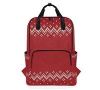 MONTOJ Sac à Dos de Voyage Motif Tricot Classique Rouge