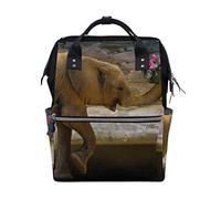 Montoj Sac à Dos en Toile Motif éléphant et Fleurs Roses