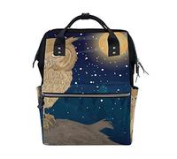 MONTOJ Sac à Dos en Toile Motif Hibou Pleine Lune