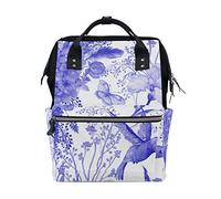 MontoJ Sac à Dos en Toile Motif Hortensia et Colibri Violet