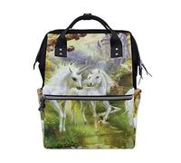 Montoj Sac à Dos en Toile Motif Licornes dans la forêt Motif château