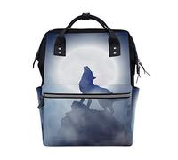MONTOJ Sac à Dos en Toile Motif Loup sous la Pleine Lune