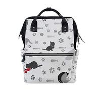 Montoj Sac à Dos en Toile Motif Pattes de Chat et os de Poisson