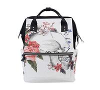 MontoJ Sac à Dos en Toile Motif Roses aquarelles avec crâne