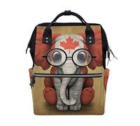 MONTOJ Sac à Dos en Toile pour bébé éléphant avec Lunettes et Drapeau du Canada