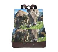 MONTOJ Sac de voyage en cuir pour bébé vaches Eat Herbe Sac à dos Campus