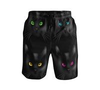 MONTOJ Short de plage pour homme avec cordon réglable Motif yeux de chat Noir - - XL