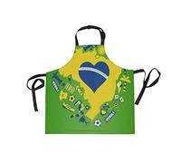 MONTOJ Tablier de Travail résistant avec Poches, Bretelles croisées et réglable Motif Carte du Brésil et éléments