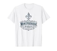 Montparnasse Paris France Ornée Fleur de Lis Bleu Marine T-Shirt Graphique avec Valeur