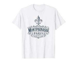 Montparnasse Paris France Ornée Fleur de Lis Bleu Marine T-Shirt Graphique avec Valeur
