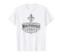 Montparnasse Paris France Ornée Fleur de Lis Noir T-Shirt Graphique avec Valeur