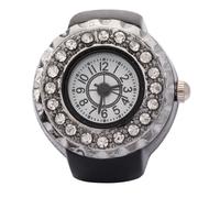 Montre à anneau - EBTOOLS - Montre de doigt en strass - Quartz - Femme - Noir